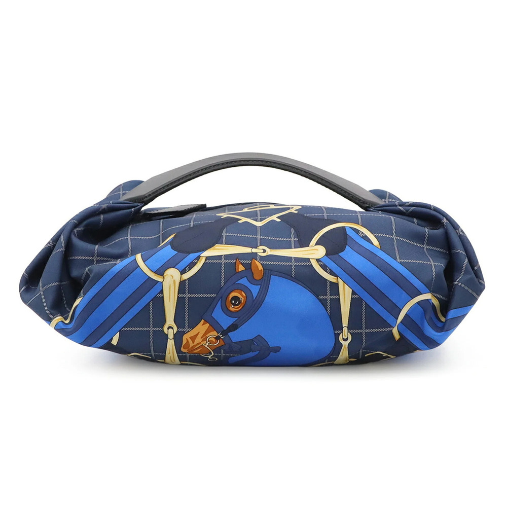 HERMES Valusois handbag, Tattersall silk vache hunter leather, navy blue, bla...
